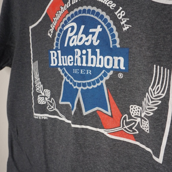 Pabst Blue Ribbon Classic Logo T-Shirt in Grey - Size Medium - Picture 2 of 4